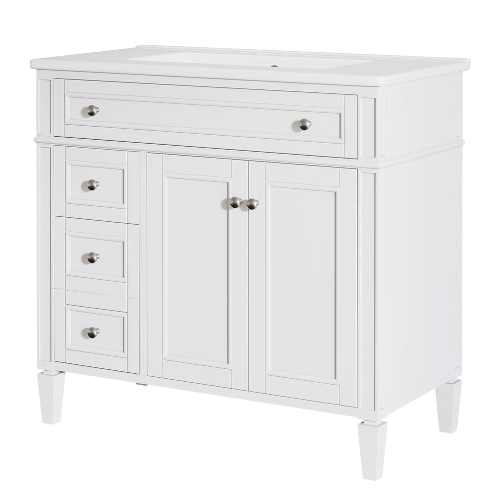 36-Inch Bathroom Vanity with Sink, 4 Drawers & 2 Doors, Solid Wood Frame