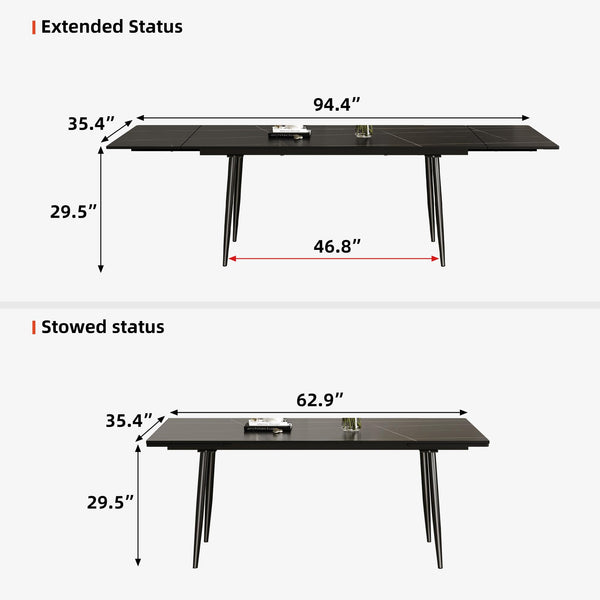 Extendable Sintered Stone Dining Table for 6–10 Seats