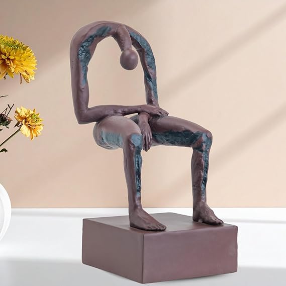 Melancholy Bronze Sculpture – Abstract Figurative Art Statue