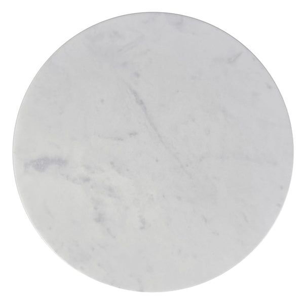 Round Marble Top Accent Side Table with Metal Base