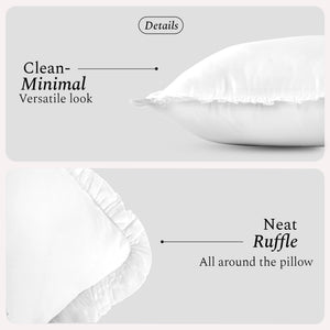 White Cotton Ruffle Throw Pillow Covers – Pack of 2