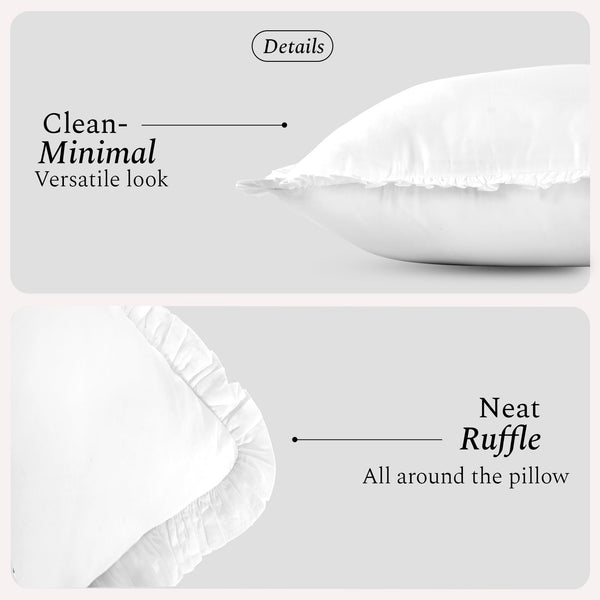 White Cotton Ruffle Throw Pillow Covers – Pack of 2