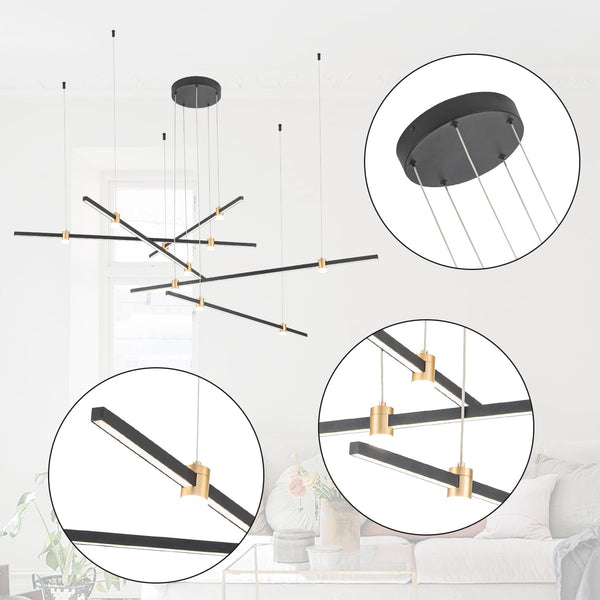 Dimmable LED Chandelier 5-Light Linear Sputnik Pendant