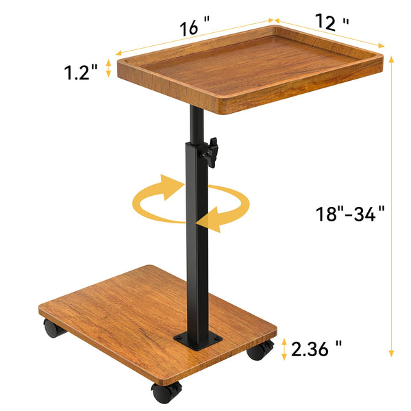 C-Shaped Adjustable End Table with Swivel