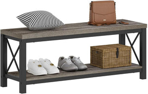 47-Inch Industrial Entryway Bench with Shoe Storage