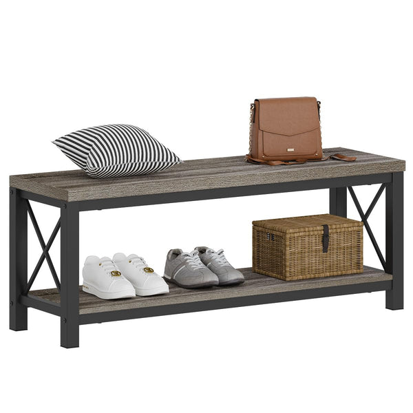 47-Inch Industrial Entryway Bench with Shoe Storage