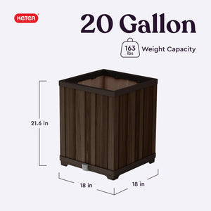 Self-Watering Resin Planter with Wood Look Finish