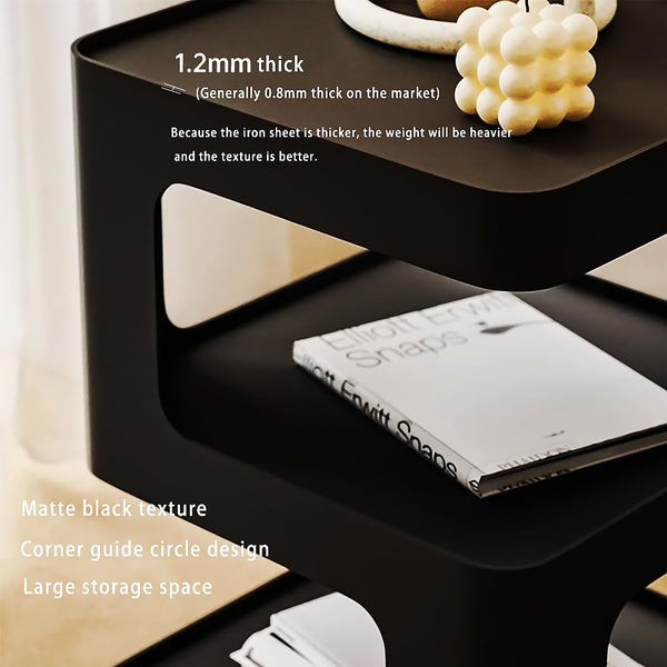 Metal Side Table with Storage – 3-Tier End Table