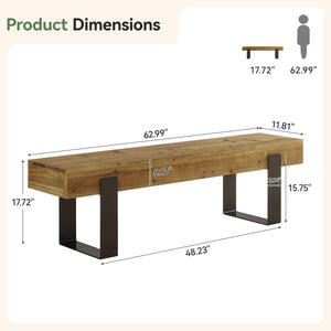 63" Farmhouse Entryway Bench with Metal Legs