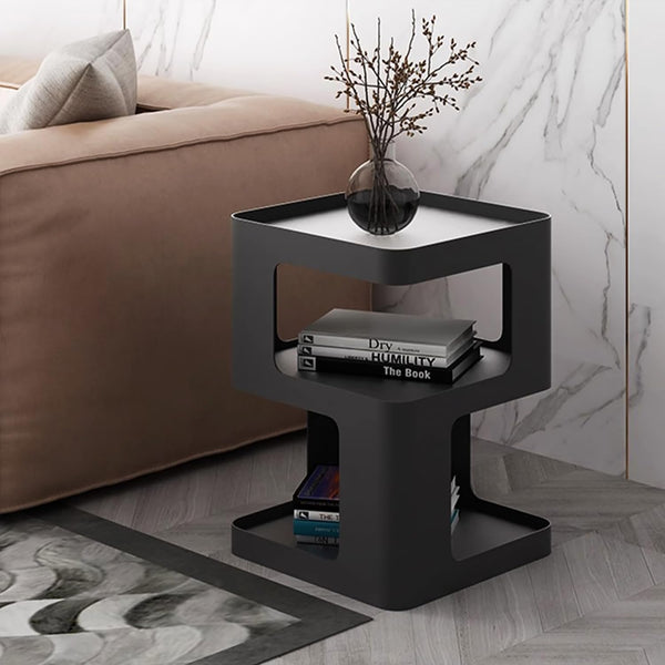 Metal Side Table with Storage – 3-Tier End Table