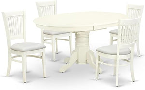 7-Piece Oval Dining Table Set with Butterfly Leaf & 6 Upholstered Chairs