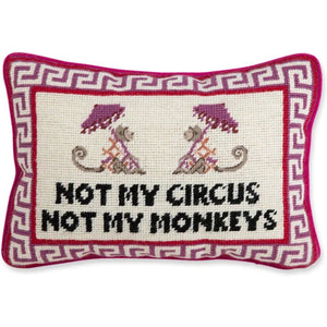Needlepoint Decorative Throw Pillow – Wool Embroidered Accent, 10" x 14"