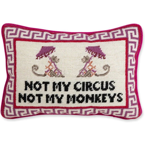 Needlepoint Decorative Throw Pillow – Wool Embroidered Accent, 10" x 14"