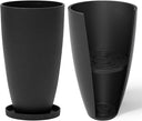Tall Round Planters Set of 2 with Drainage Holes and Shelf