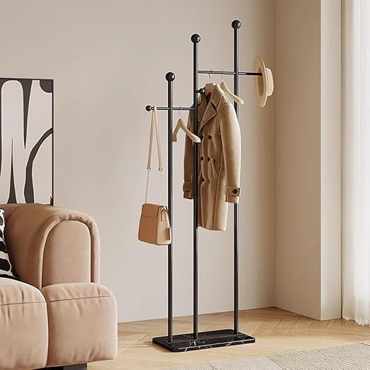 Freestanding Coat Rack with Marble Base