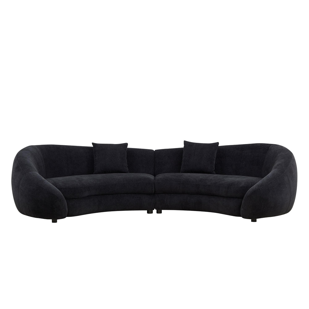 125.98" Curved Sofa with Love Heart Design, 5-Seat Cloud Couch, Black