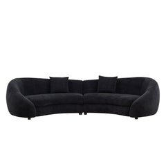 125.98" Curved Sofa with Love Heart Design, 5-Seat Cloud Couch, Black