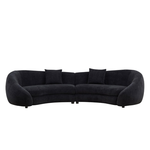 125.98" Curved Sofa with Love Heart Design, 5-Seat Cloud Couch, Black