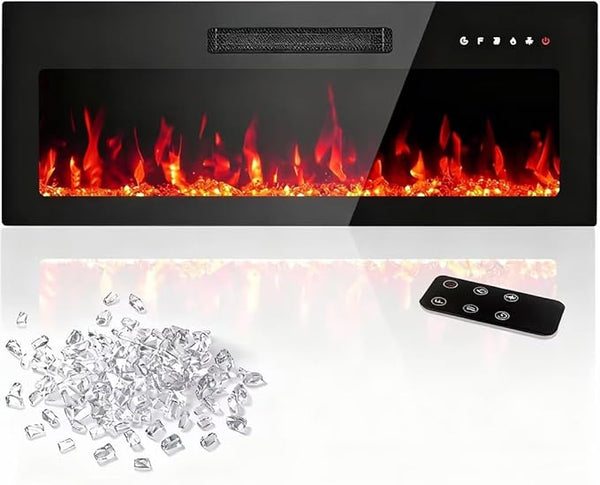 60" Smart Electric Fireplace – Wall Mount or Recessed, App & Voice Control