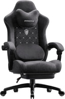 Ergonomic Fabric Gaming Chair with Heated Massage & Footrest
