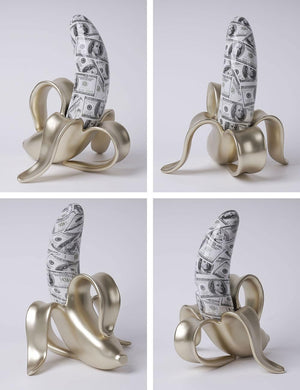 Abstract Banana Sculpture Figurine – Polyresin Table Decor Statue