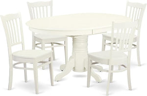 Oval Dining Table Set with Butterfly Leaf & Wood Chairs