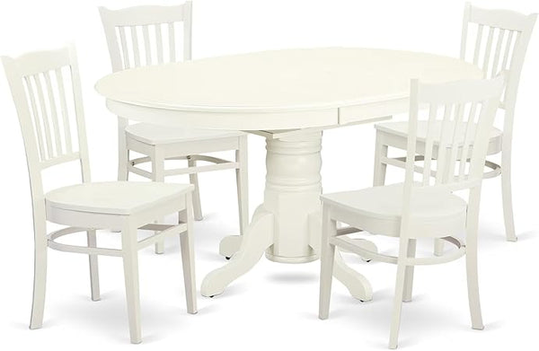 Oval Dining Table Set with Butterfly Leaf & Wood Chairs