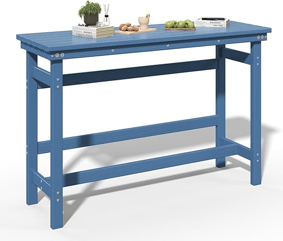 Outdoor HDPE Bar Table 41" Counter Height Rectangle Patio Bar Table