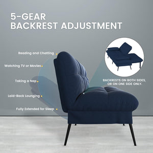Convertible Futon Sofa Bed with Adjustable Backrest
