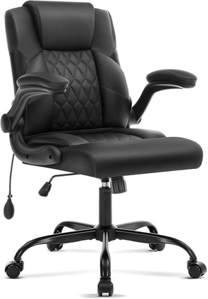 Ergonomic Office Chair with Inflatable Lumbar Support & Flip-Up Arms