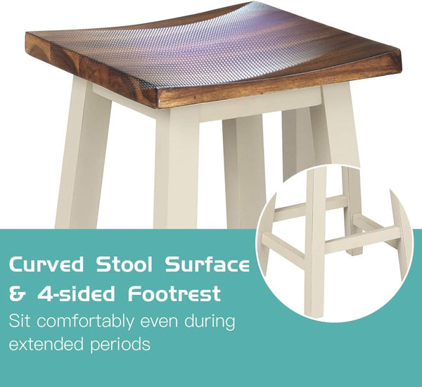 3-Piece Counter Height Pub Dining Set with 2 Saddle Bar Stools