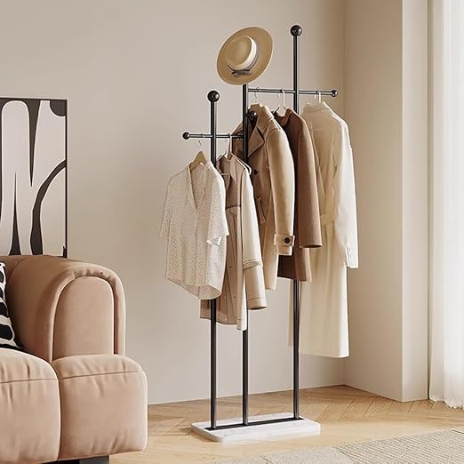 Freestanding Coat Rack with Marble Base