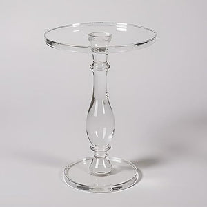 Clear Acrylic Round Side Table with Solid Post