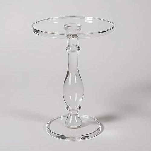 Clear Acrylic Round Side Table with Solid Post