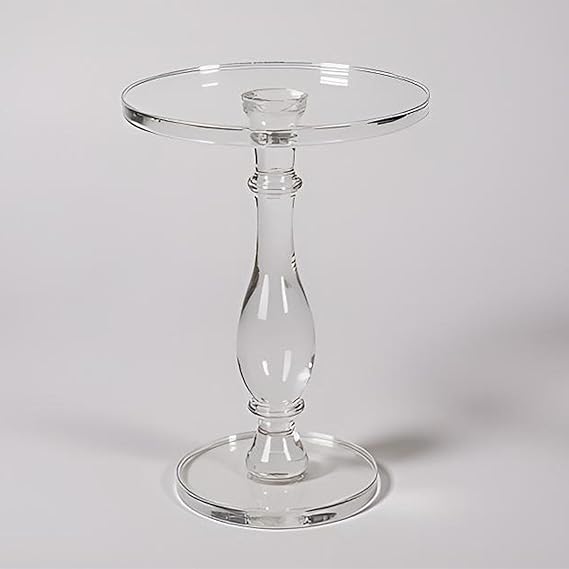 Clear Acrylic Round Side Table with Solid Post