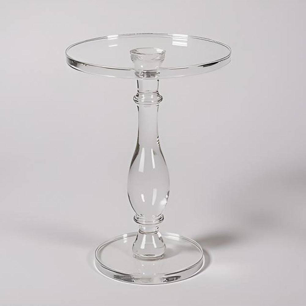 Clear Acrylic Round Side Table with Solid Post