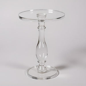 Clear Acrylic Round Side Table with Solid Post