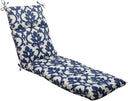 Outdoor Chaise Lounge Cushion with Ties – Damask Pattern, Weather & Fade Resistant