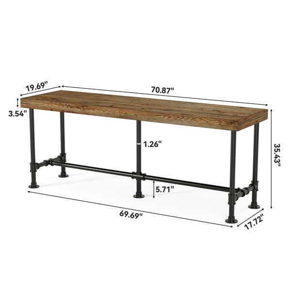 Solid Wood Bar Table 70.9" | Seats 6-8 | Industrial Style
