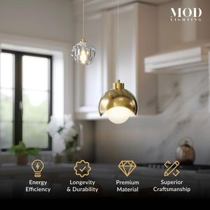 Gold Crystal Modern Pendant Light – Dimmable LED, Adjustable Hanging