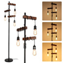 Wood Floor Lamp with Dimmable 3-Head Design