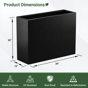 Metal Rectangular Outdoor Planter Box with Drainage Holes