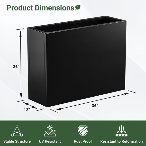 Metal Rectangular Outdoor Planter Box with Drainage Holes