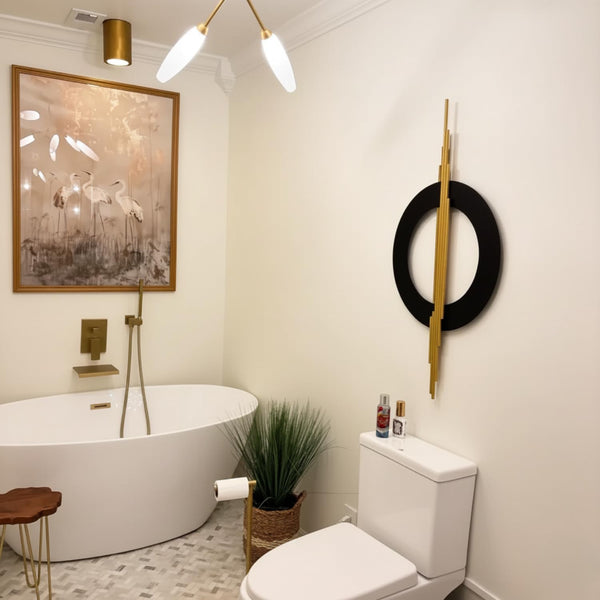 3D Geometric Metal Wall Art Black Gold
