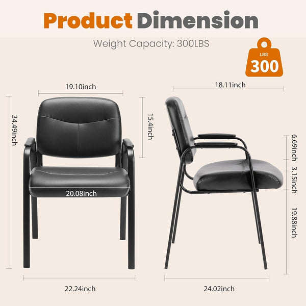 Leather Reception Chair with Padded Arms – No Wheels