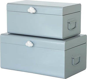 Large Decorative Storage Boxes Set of 2 with Cloud Handle