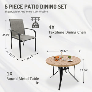 7-Piece Outdoor Patio Dining Set with Round Metal Table & Textilene Chairs