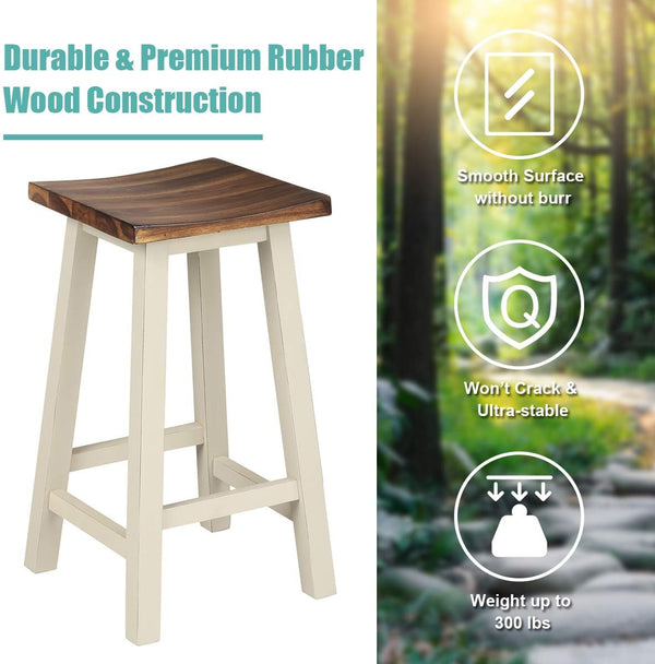 3-Piece Counter Height Pub Dining Set with 2 Saddle Bar Stools