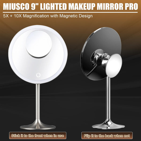 9-Inch LED Makeup Mirror with 5X & 10X Magnification