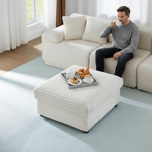 Oversized Corduroy Storage Ottoman with Foot Rest